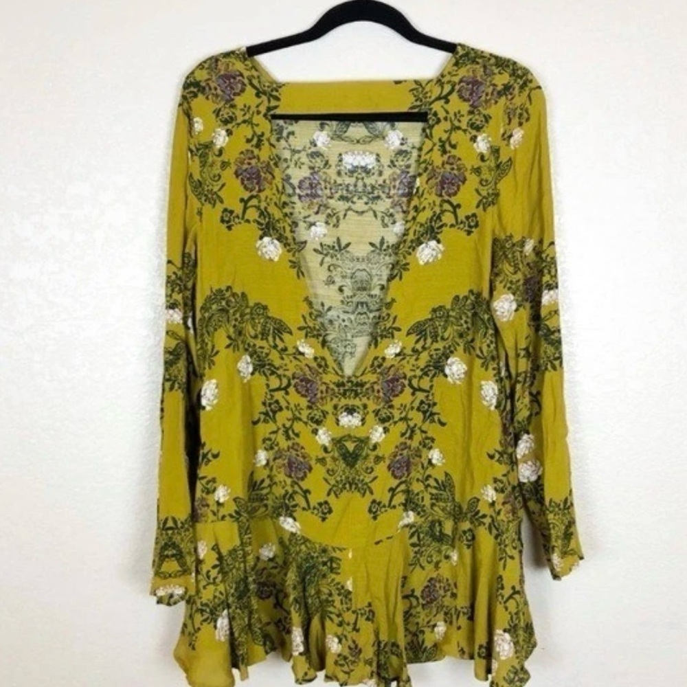 Free People Slubby Crinkle Smooth Talker Top Gold Combo dress hobo size XS - Picture 4 of 14
